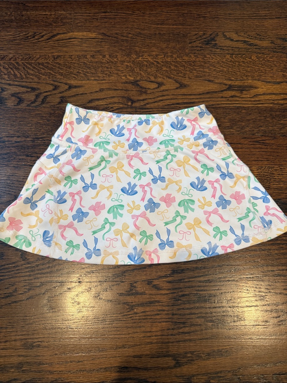 Swoon Boutique White Skort with Pastel Bow & Floral Print